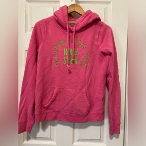 Y2K Hollister California Surf Team Hoodie Sweatshirt Women Large Pink Green